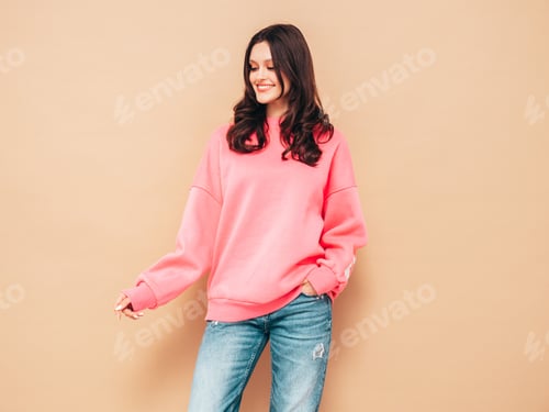 Preview: Young beautiful model posing in studio