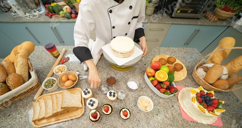 Preview: Homemade cooking and baking a cake dessert, Food bread, toasts, dough ingredients in kitchen