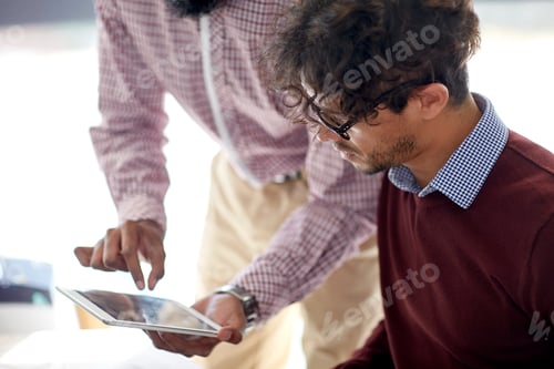 Preview: close up of business team with tablet pc at office