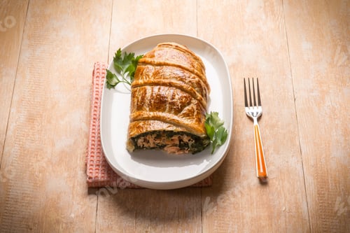 Preview: strudel stuffed with fresh salmon and spinach