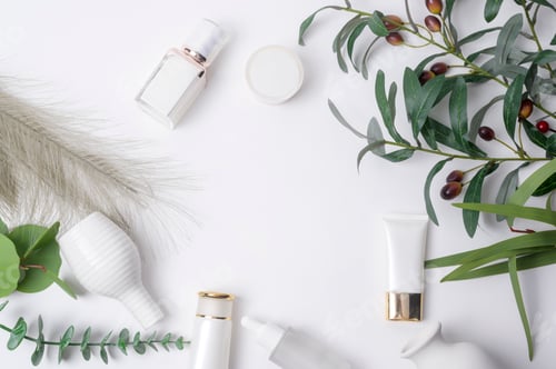 Preview: moisturizing cream bottle over leaf background studio