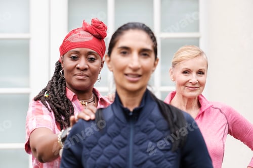 Preview: Portrait of multiracial mature women looking at camera.