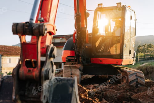 Preview: Backhoe excavator on a construction site