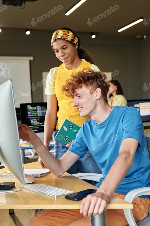 Preview: Students Using Computer Side View