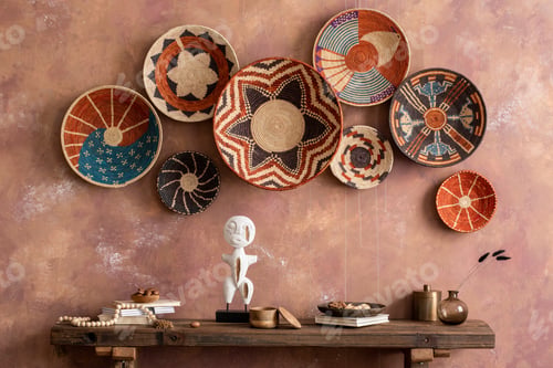 Preview: The stylish ethnic compostion at living room interior