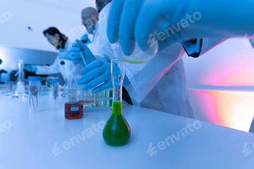 Preview: chemical researcher testing in laboratory