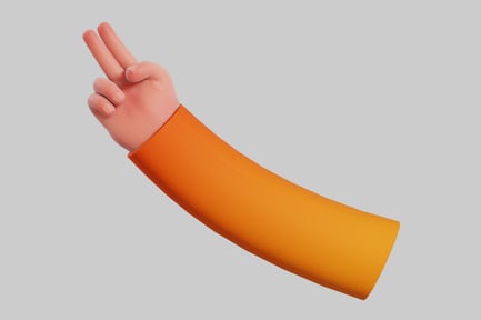 Preview: 3D Cartoon Hand Peace Or Victory Gesture