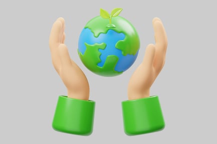 Preview: Earth globe in hands with sprout
