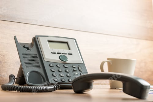 Preview: Black landline telephone with handset off line