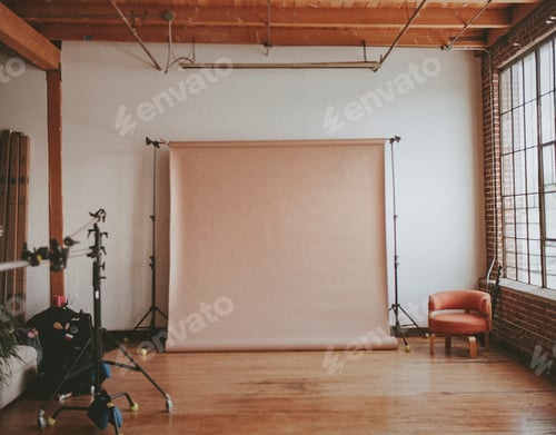Preview: Beige backdrop at a cool industrial photography studio