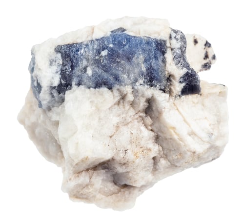 Preview: blue corundum sapphire in unpolished rock isolated