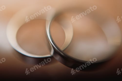 Preview: stylish wedding rings on crystal stone top view