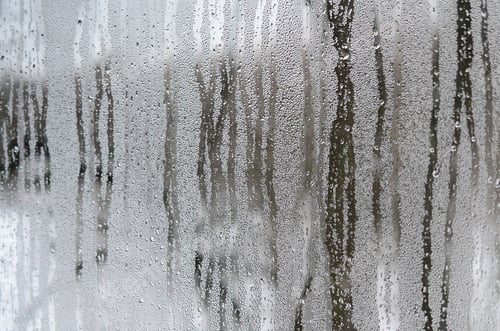 Preview: The texture of a misted glass with a lot of drops and condensation flows. Background image