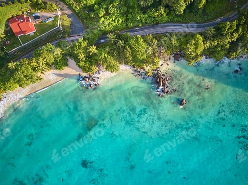 Preview: Beach at Seychelles aerial top view