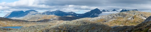 Preview: View from Sognefjell road near Mefjellet Rest Stop Aerial Panorama
