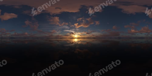 Preview: Stunning 3D Rendering of a Sunset Over Calm Ocean Surface at Dusk