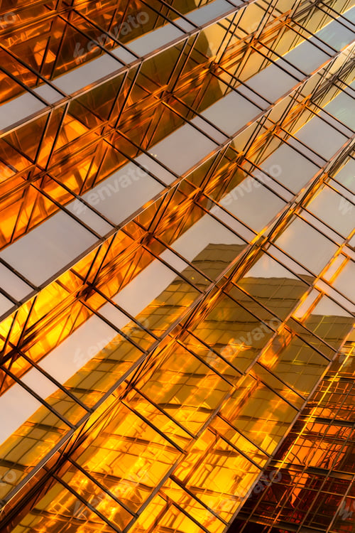 Preview: Office buildings windows. Glass architecture facade design with reflection