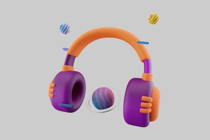 Preview: Cartoon headphones with planets