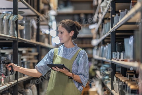 Preview: A Female Entrepreneur in a Family Run Ceramic Business Checking Stock