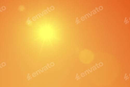 Preview: Bright sun in orange sky during hot summer weather