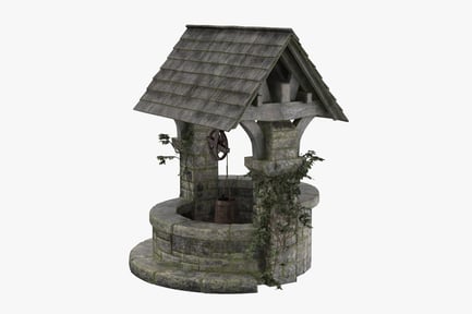 Preview: Weathered Stone Wishing Well with Bucket