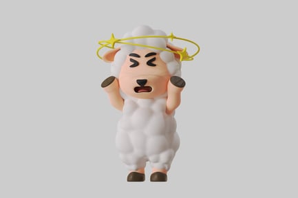 Preview: Dizzy cartoon sheep character asset