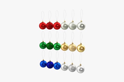 Preview: Grid arrangement of twelve varied christmas ornaments