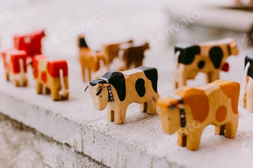 Preview: wooden cow souvenirs in Switzerland