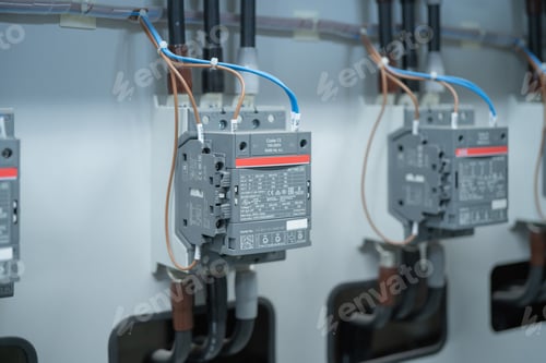 Preview: Industrial electric switch panel power plant in industry factory. Switchgear operation control