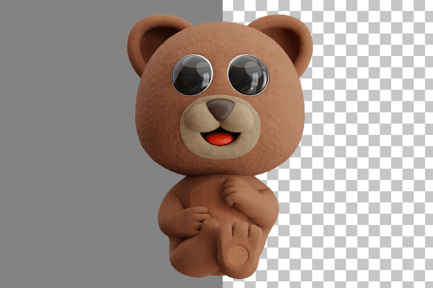 Preview: Cartoon Bear Sitting Relaxing 3D Illustration