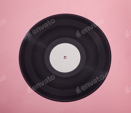 Preview: vinyl disc isolated on pink background