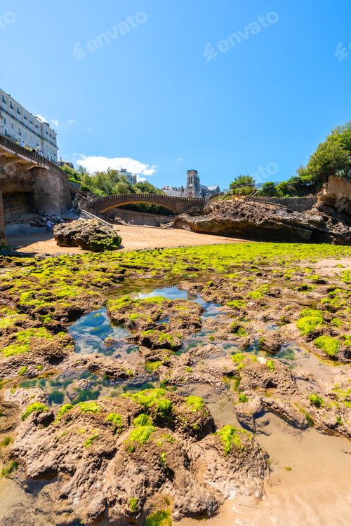 Preview: The Basta Rock bridge from Biarritz beach, Lapurdi. France