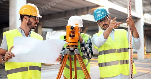 Preview: Team of architects people in group on construciton site