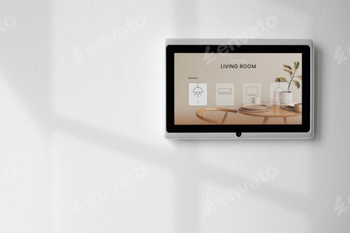 Preview: Smart home screen panel monitor on a wall