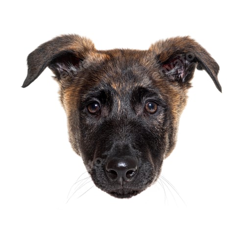Preview: Dutch shepherd dog puppy looking on white background
