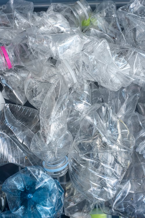 Preview: Rolled plastic bottles for recycling.