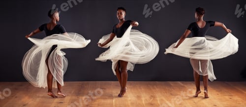 Preview: Montage of a young female contemporary dancer using a soft white white skirt for dramatic effect