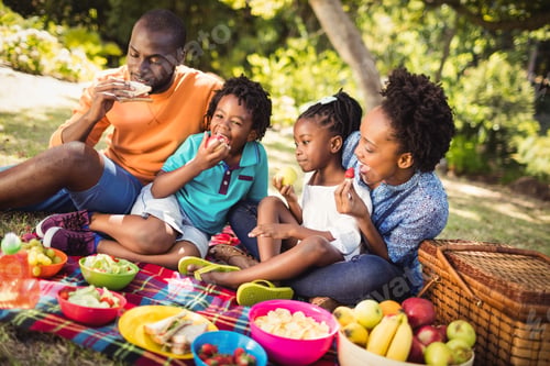 Preview: Happy family eating together