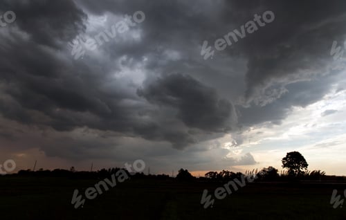 Preview: Storm clouds with the rain. Nature Environment Dark huge cloud sky black stormy cloud