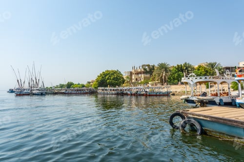 Preview: View of the surroundings of the city of Luxor from the Nile. Egypt