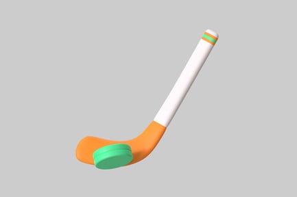 Preview: Cartoon hockey stick and puck