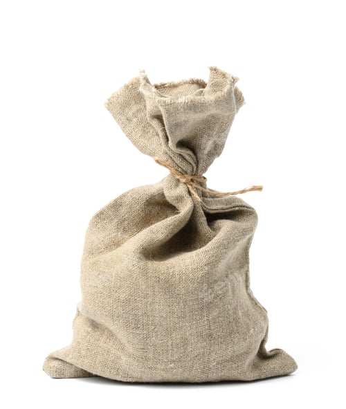 Preview: Full canvas bag tied with rope and isolated on a white background