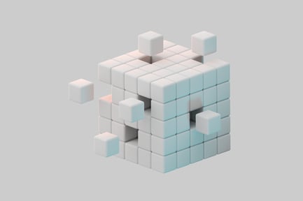 Vorschau: Zusammengebaute Würfel mit fehlenden Blöcken