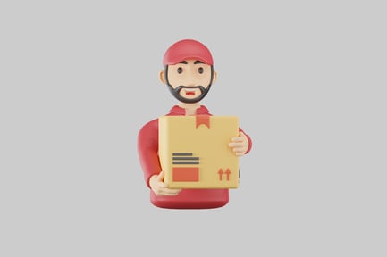 Preview: Cartoon delivery man holding box