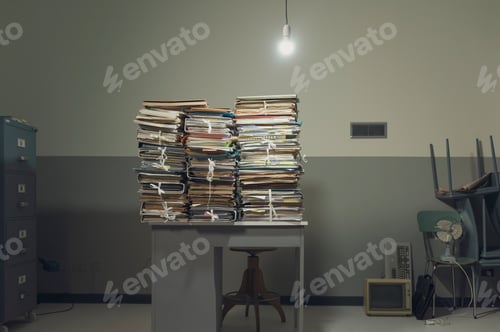Preview: Piles of paperwork on the desk