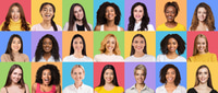 Preview: Smiling Women Portraits on Bright Colorful Backgrounds