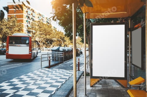 Preview: Banner mockup in bus station