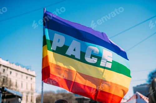 Preview: Peace flag blowing in the wind
