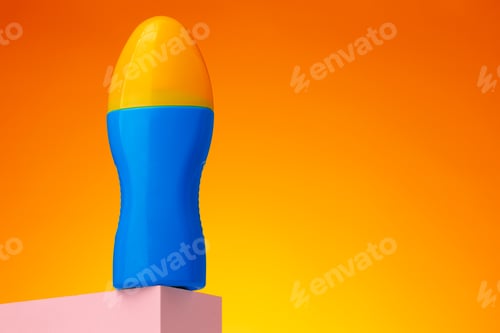 Preview: Skincare beauty products container against pink background