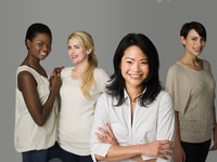 Preview: Smiling Women in Neutral Studio Portrait